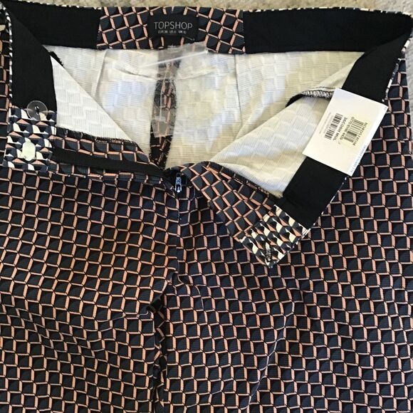 NWT Topshop Pants Cigarette Print Trousers Pants Size 6 - Picture 3 of 5